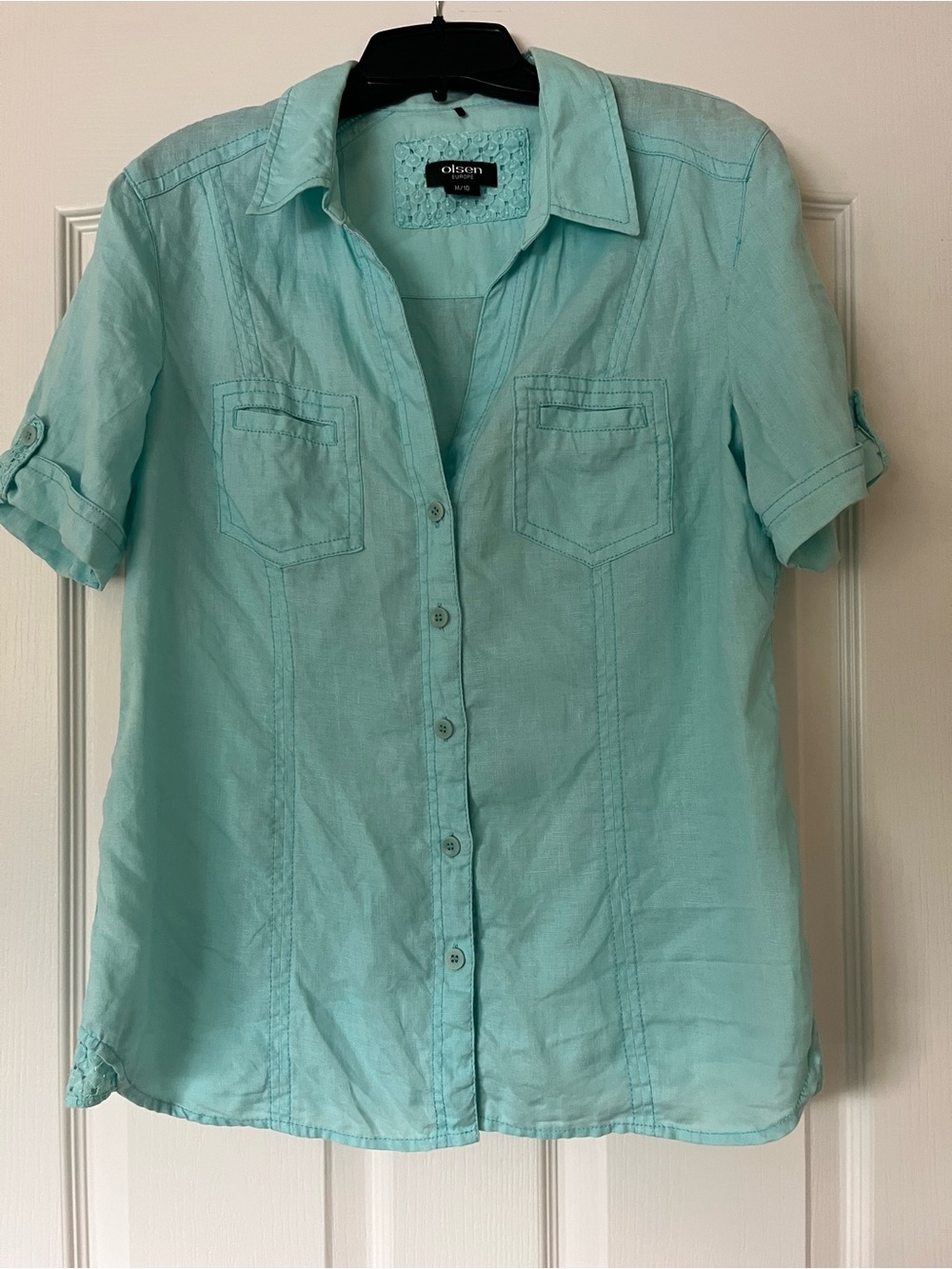 Olsen Europe Women’s Aqua Button-Down Shirt